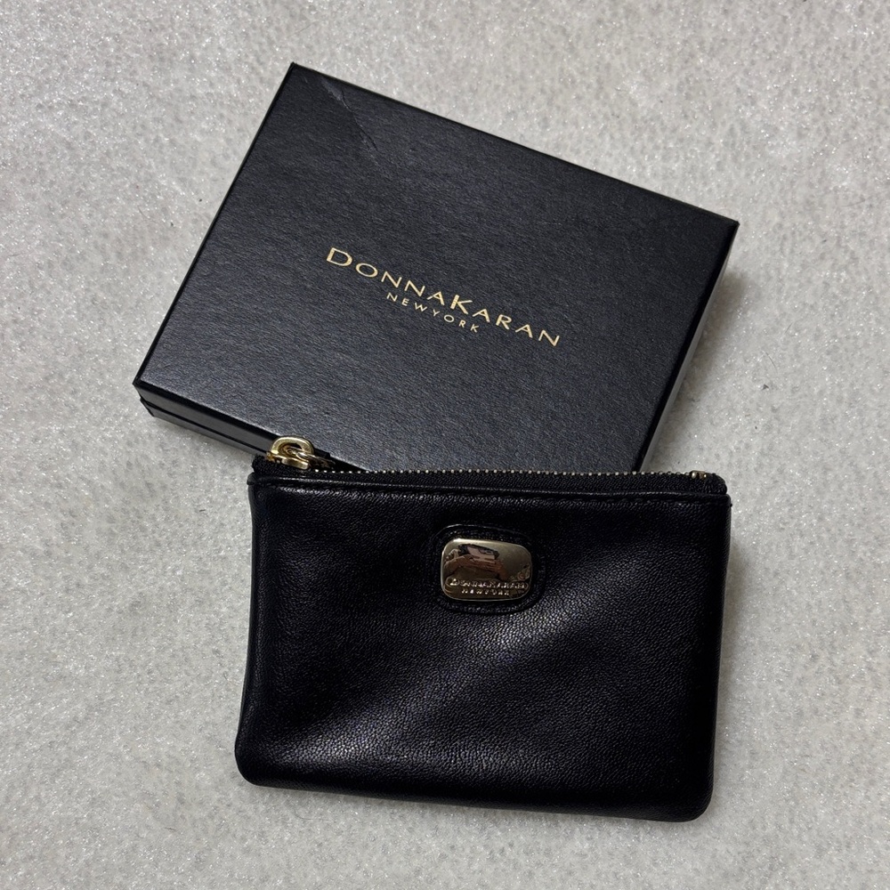 Donna Karan Black Leather Coin Pouch
